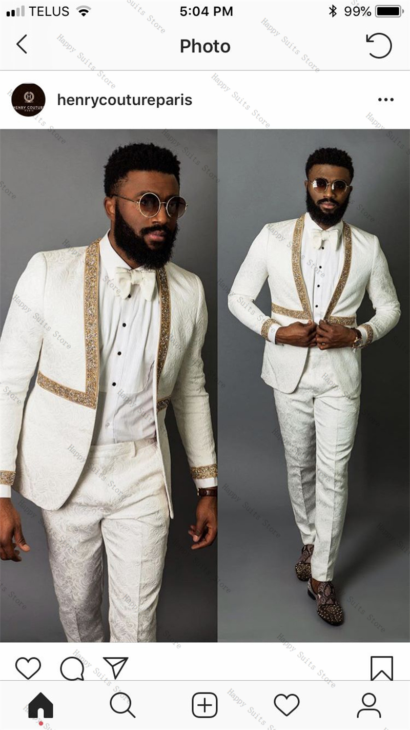 Formal Wear Jersey For Men - White Autumn Men Suit Set 2