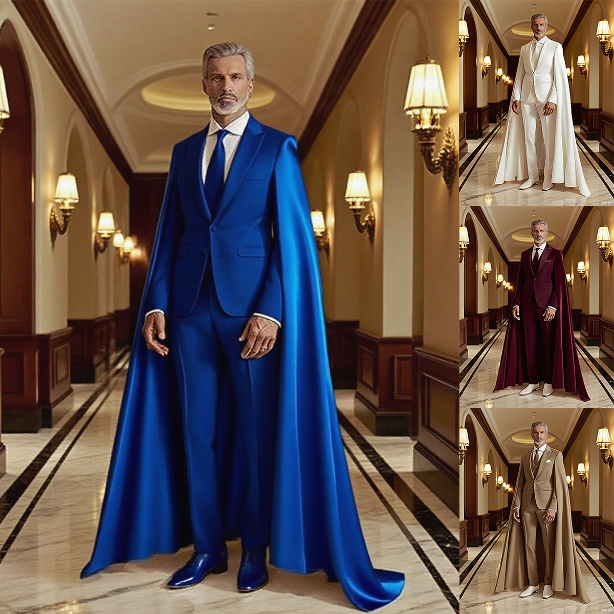 Formal Wear Jersey For Men - Men Wedding Suits With Cape 2