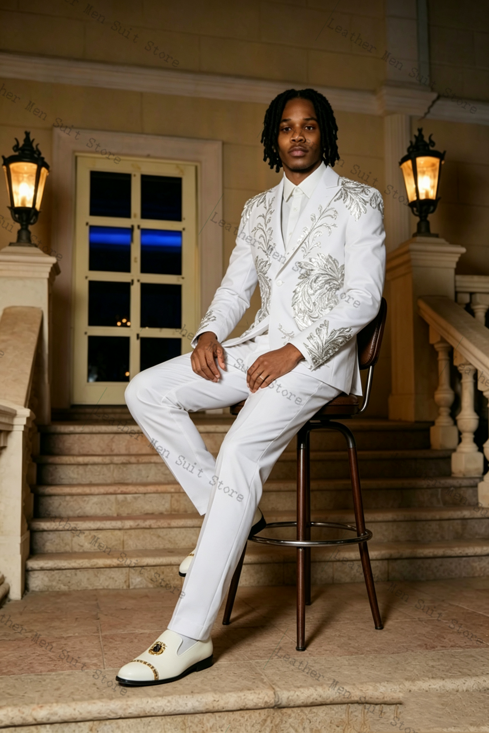 Formal Wear Jersey For Men - White Groom Men Suit Set 2