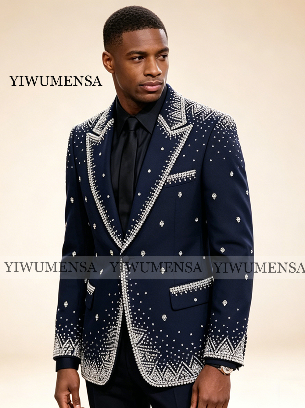 Formal Men Party Wear Jacket - Brilliant Rhinestone Men Suit 2 Pieces
