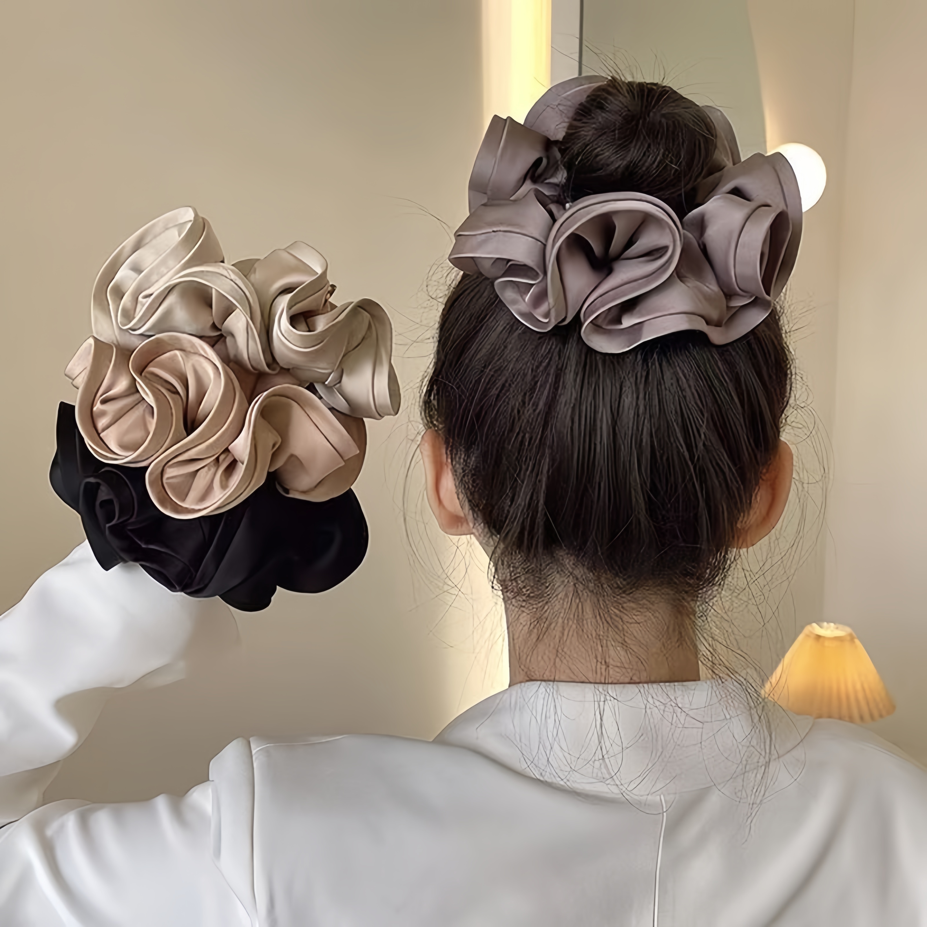 Satin Bow Tie - Minimalist Large Satin Bow Elastic Hair