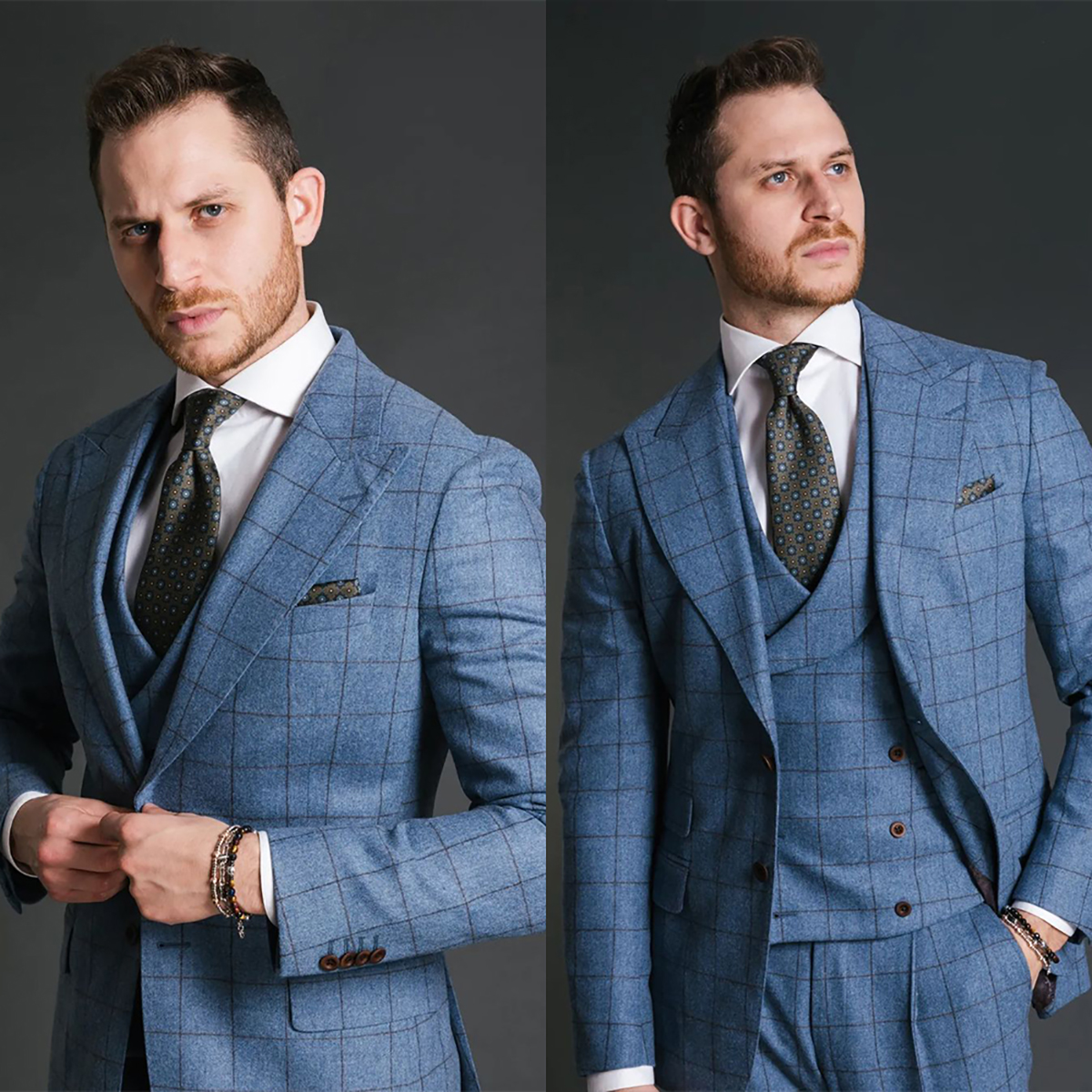 Formal Men Party Wear Jacket - Blue Vintage Men Suit Tailor-Made 3