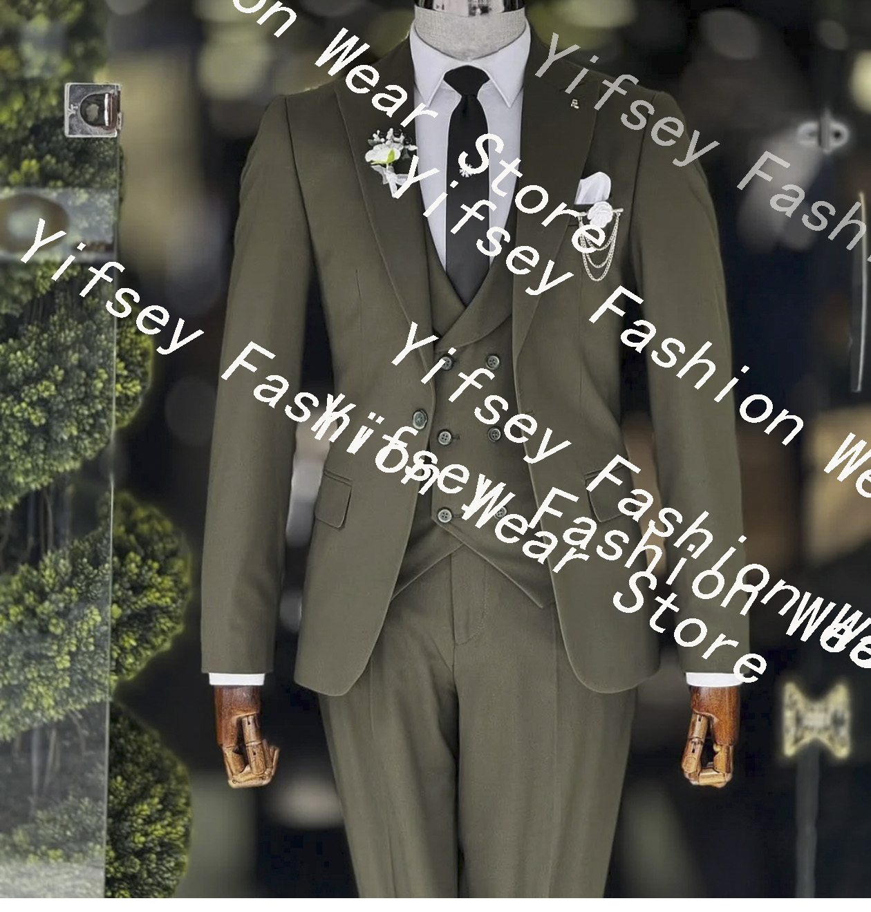 Formal Men Party Wear Jacket - Fashion Army Green Men's Suit Blazer