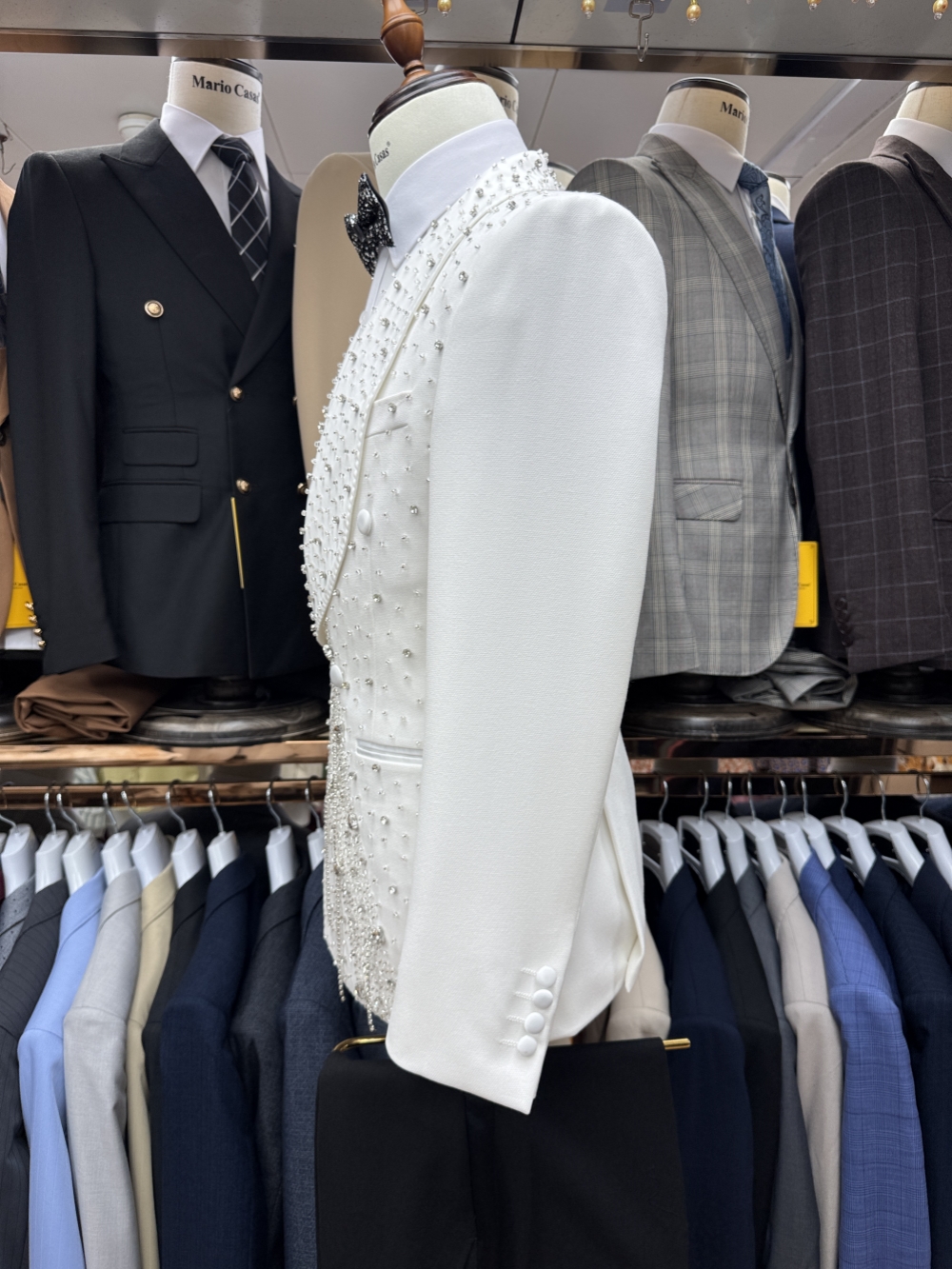 Silver Beaded Crystal Suit Jac - đánh giá và giá Formal Men Party Wear Jacket