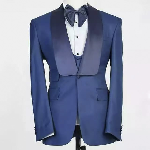 Blue Jacket Set Man Suit Shawl - đánh giá và giá Formal Men Party Wear Jacket