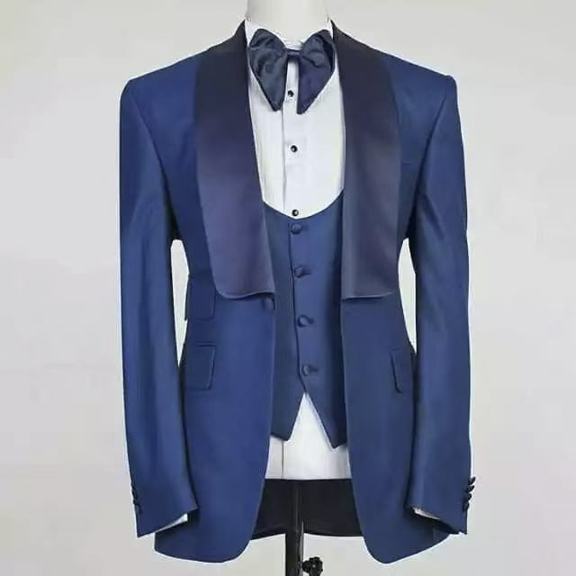 Blue Jacket Set Man Suit Shawl - đánh giá và giá Formal Men Party Wear Jacket