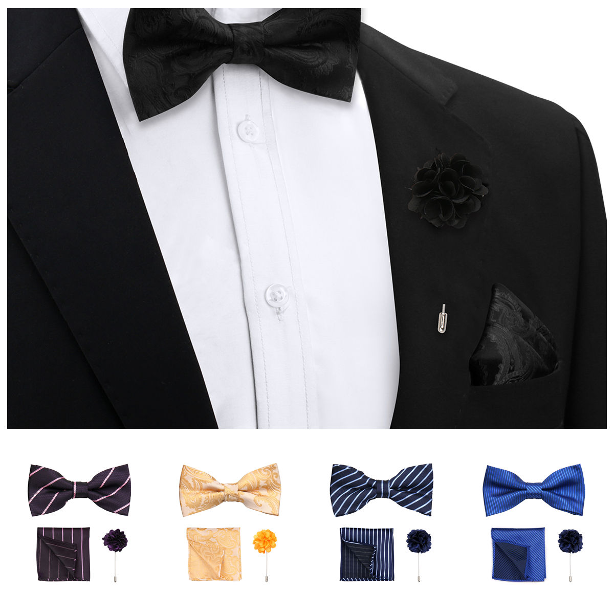 55 Styles Men Bow Tie Sets 3 P - đánh giá và giá Satin Bow Tie