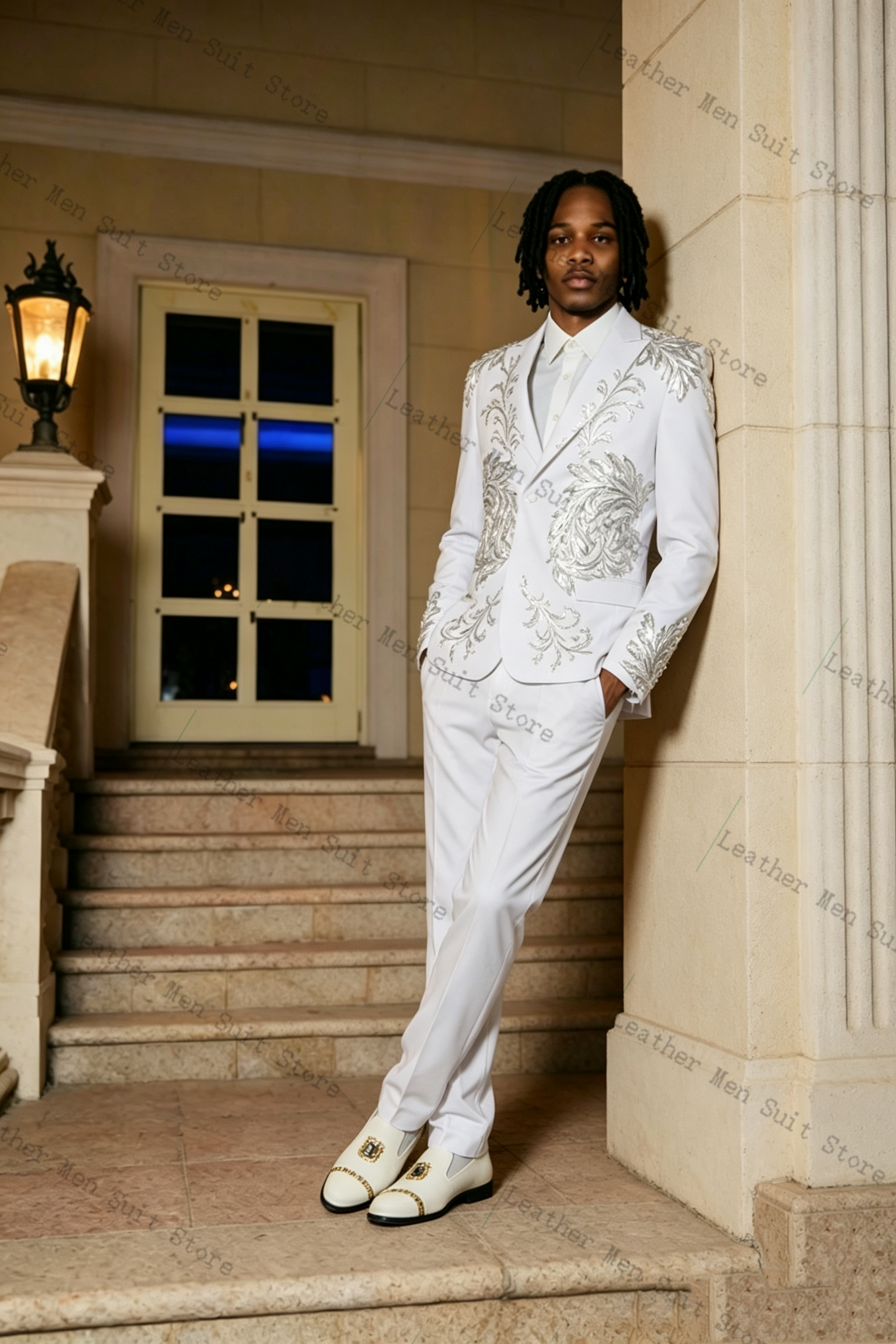 White Groom Men Suit Set 2 Pcs - đánh giá và giá Formal Wear Jersey For Men