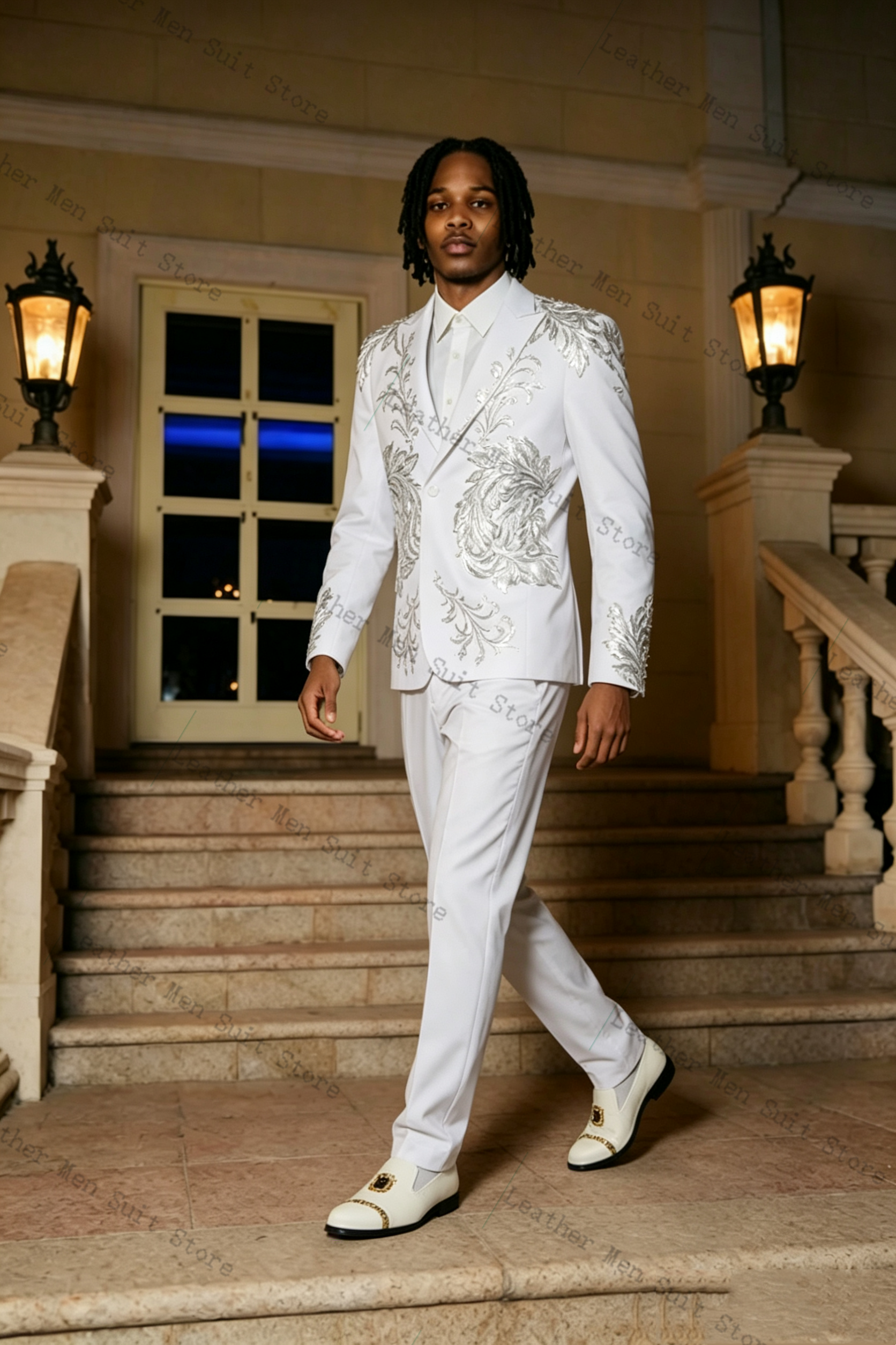 White Groom Men Suit Set 2 Pcs - đánh giá và giá Formal Wear Jersey For Men