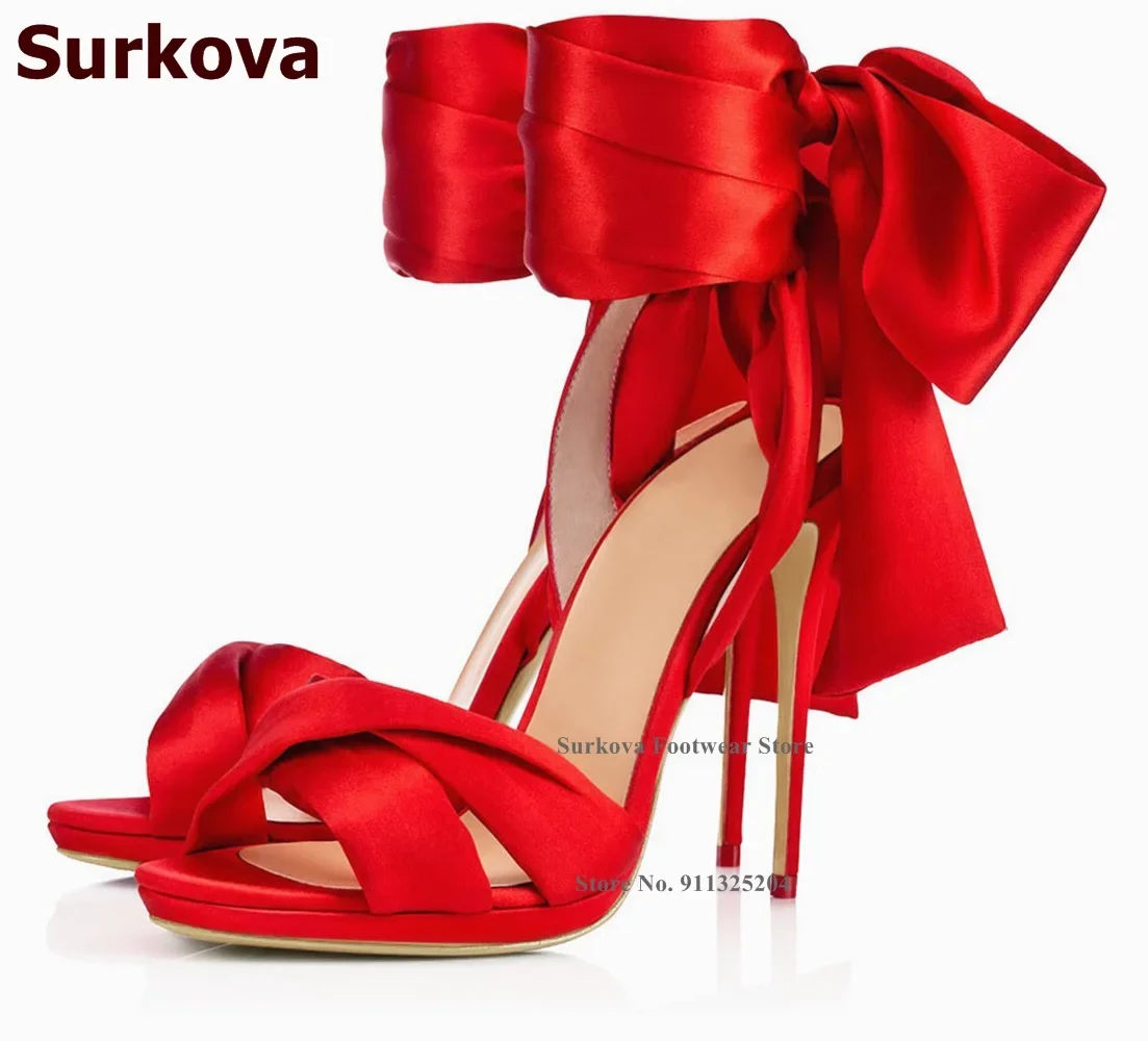 Surkova Hot Red Satin Fabric B - đánh giá và giá Satin Bow Tie
