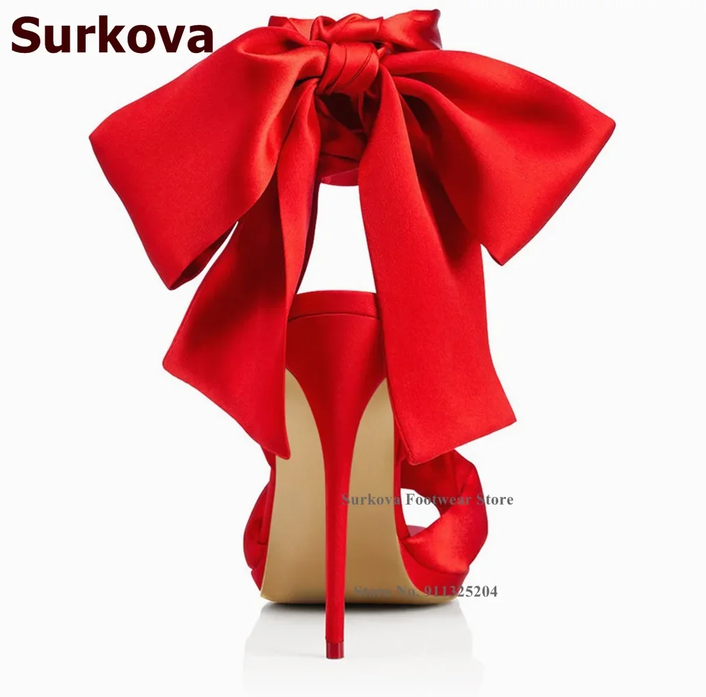 Surkova Hot Red Satin Fabric B - đánh giá và giá Satin Bow Tie