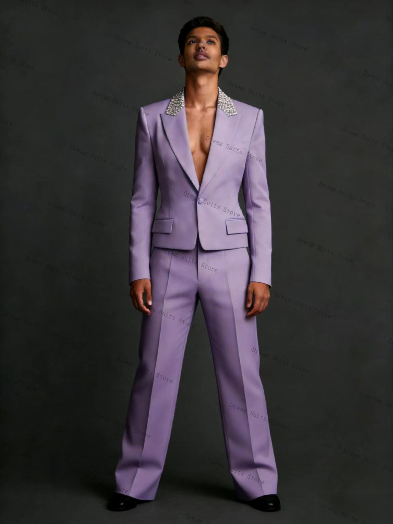 Crystals Men Suit Set 2 Pcs Bl - đánh giá và giá Men Formal Wear Purple