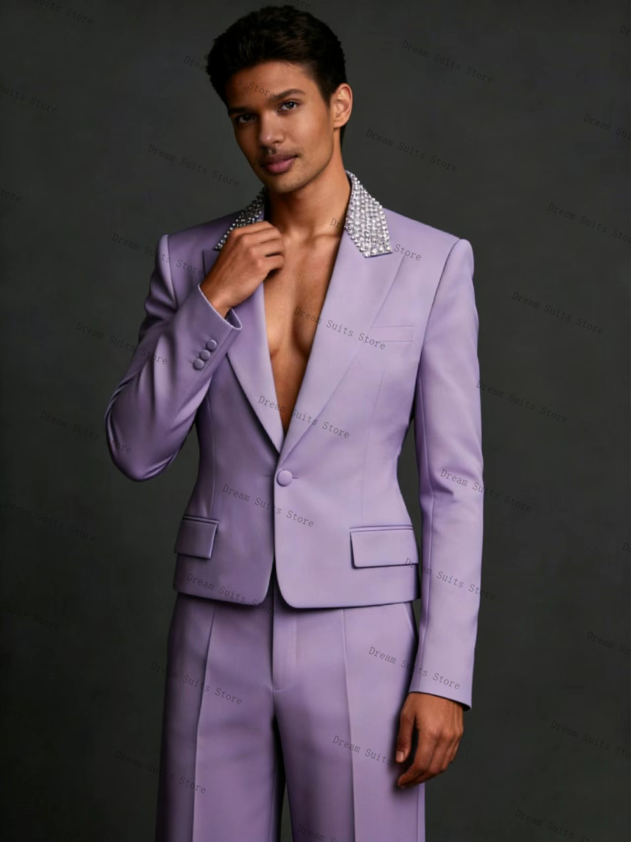 Crystals Men Suit Set 2 Pcs Bl - đánh giá và giá Men Formal Wear Purple