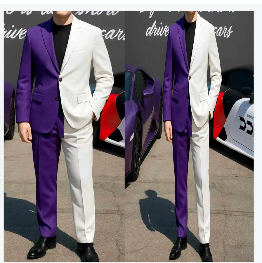 Purple White Men Suit Set 2 Pc - đánh giá và giá Men Formal Wear Purple